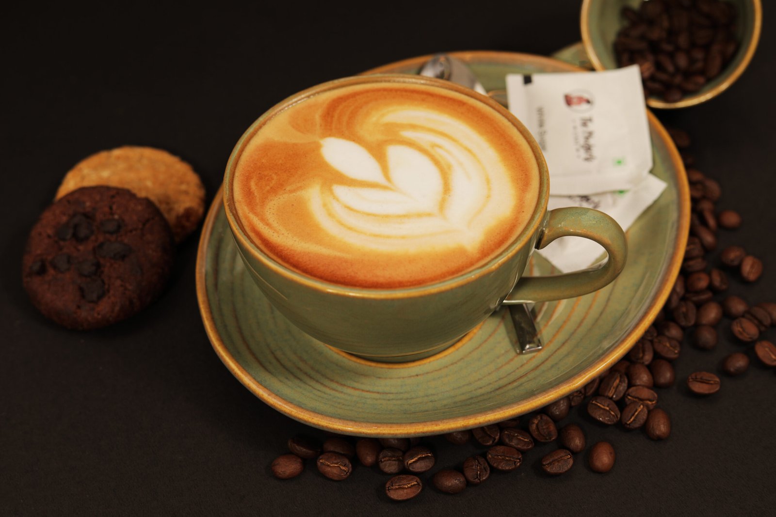 A cup of coffee with delicate latte art